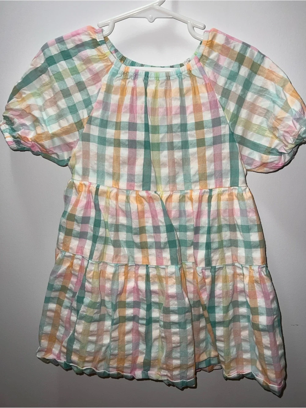 wonder nation Pastel Plaid Dress - Mint, Pink, Yellow, Cream